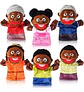 Set De 6 Títeres De Mano Familia Afro En Peluche Escolar - Miniatura 1