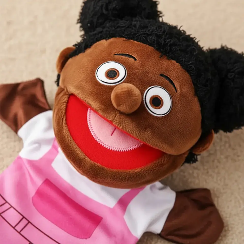 Set De 6 Títeres De Mano Familia Afro En Peluche Escolar 4