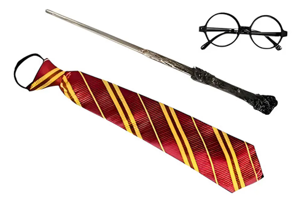 Kit Accesorios Harry Potter Varita, Corbata, Gafas Disfraz Halloween 1