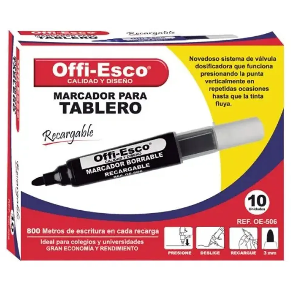 Marcador Borrable Recargable Offi Esco Oe-506 X10 Und Color  2