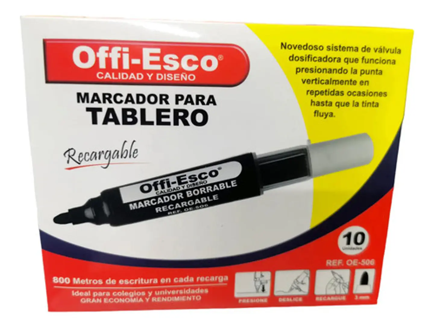 Marcador Borrable Recargable Offi Esco Oe-506 X10 Und Color  10