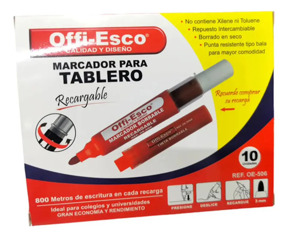 Marcador Borrable Recargable Offi Esco Oe-506 X10 Und Color  16