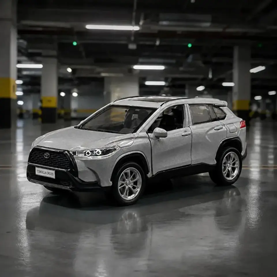 Luz De Sonido Friccao Para Coche Miniatura Toyota Corolla Cross 1:32 Para Abrir Puertas, Luz Blanca, Suv Blanco 1