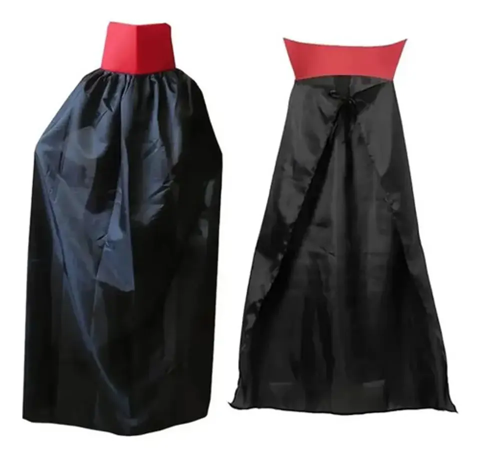 Capa Larga Vampiro Drácula Halloween Negra Con Cuello Rojo Negro S 1