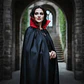 Capa Larga Vampiro Drácula Halloween Negra Con Cuello Rojo Negro S - Miniatura 2