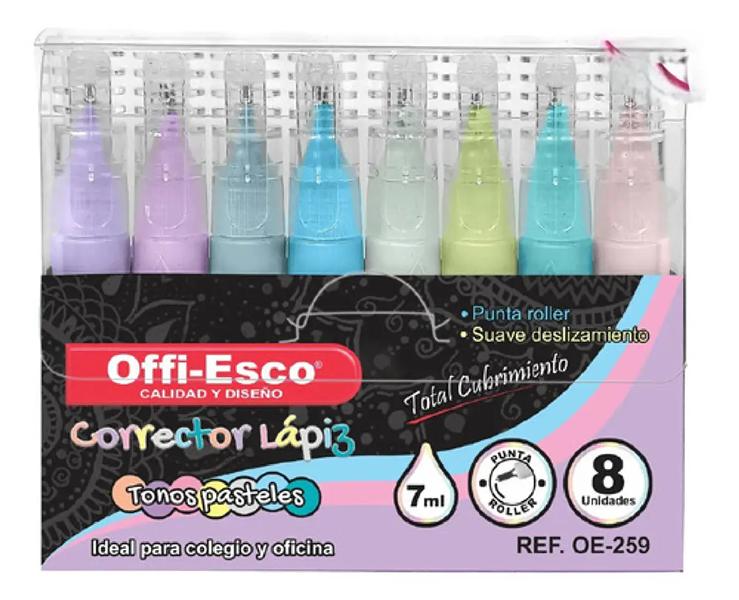 Corrector En Lapiz Relieve 3d Tonos Pastel  8u  Punta Roller 1