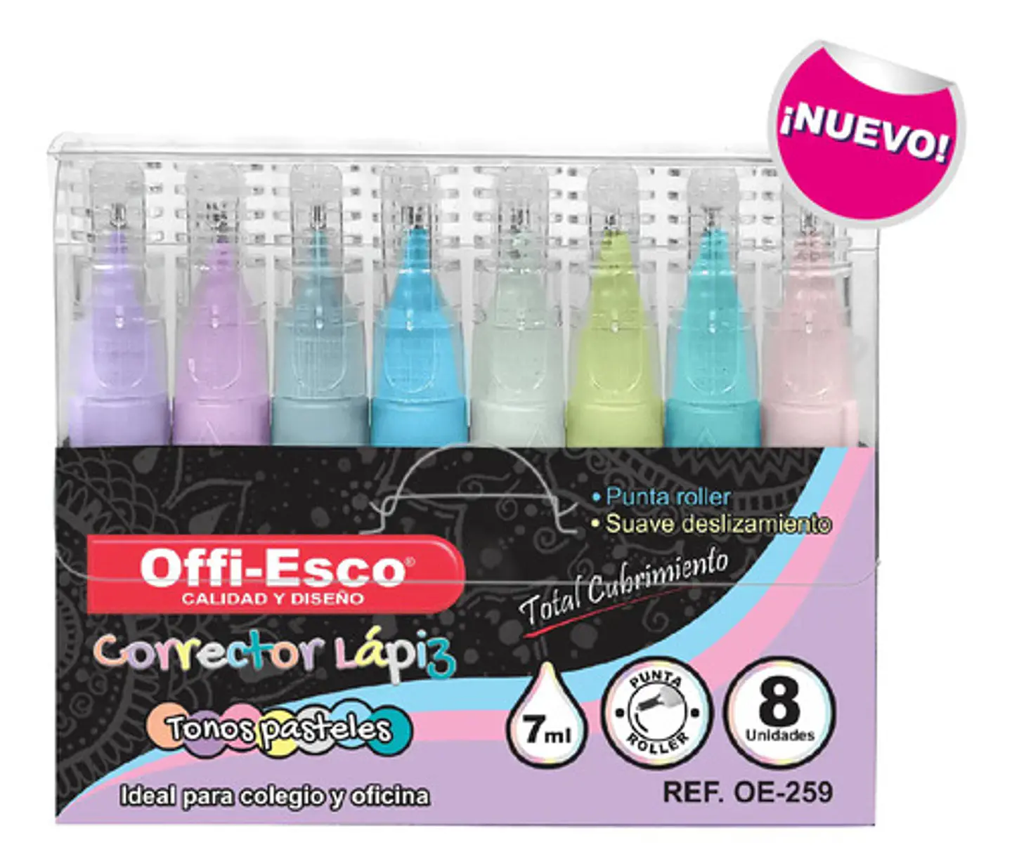 Corrector En Lapiz Relieve 3d Tonos Pastel  8u  Punta Roller 2