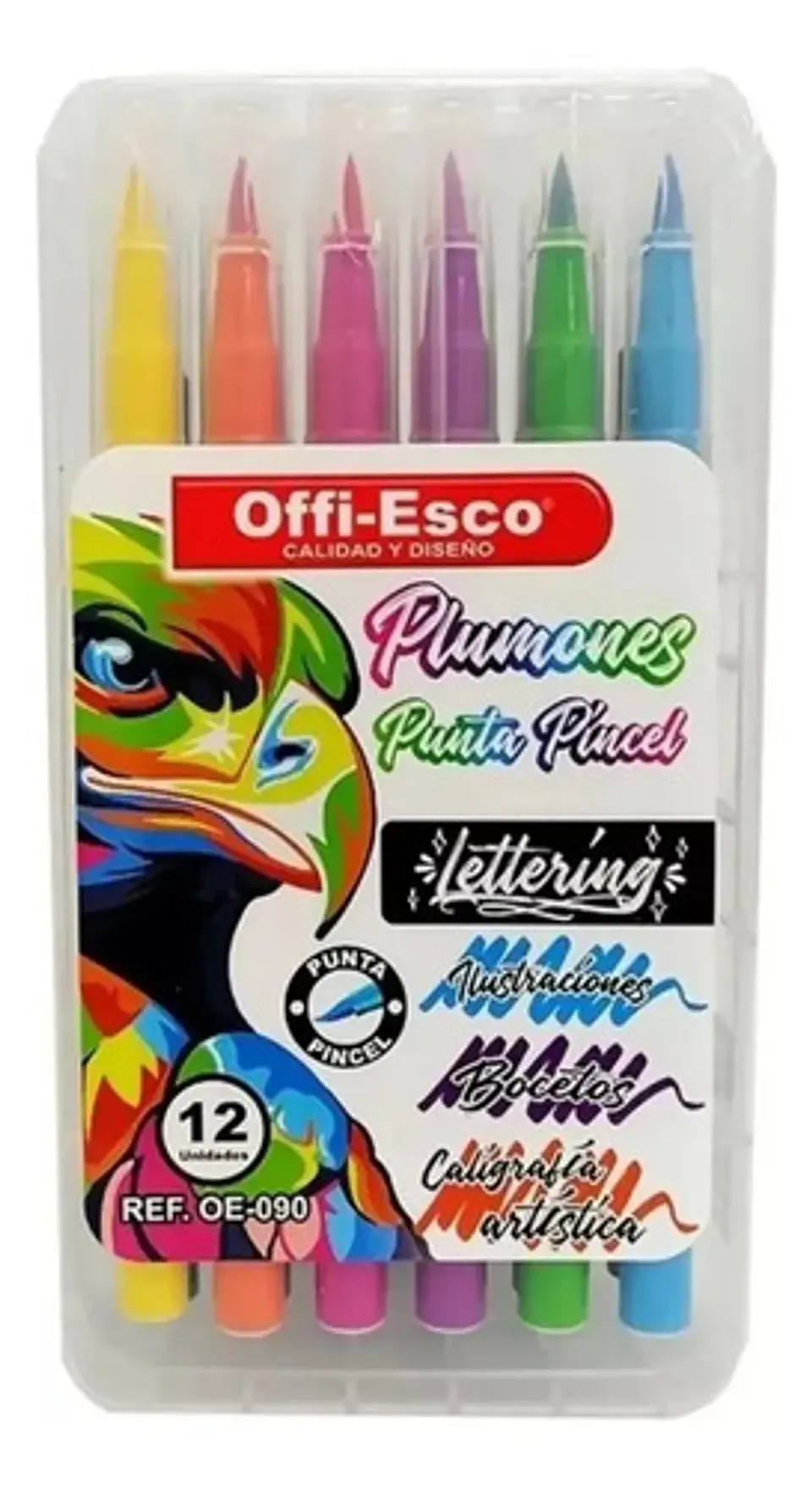 Plumones Offi-esco Punta Pincel Flexible Lettering X12 Lavables 1