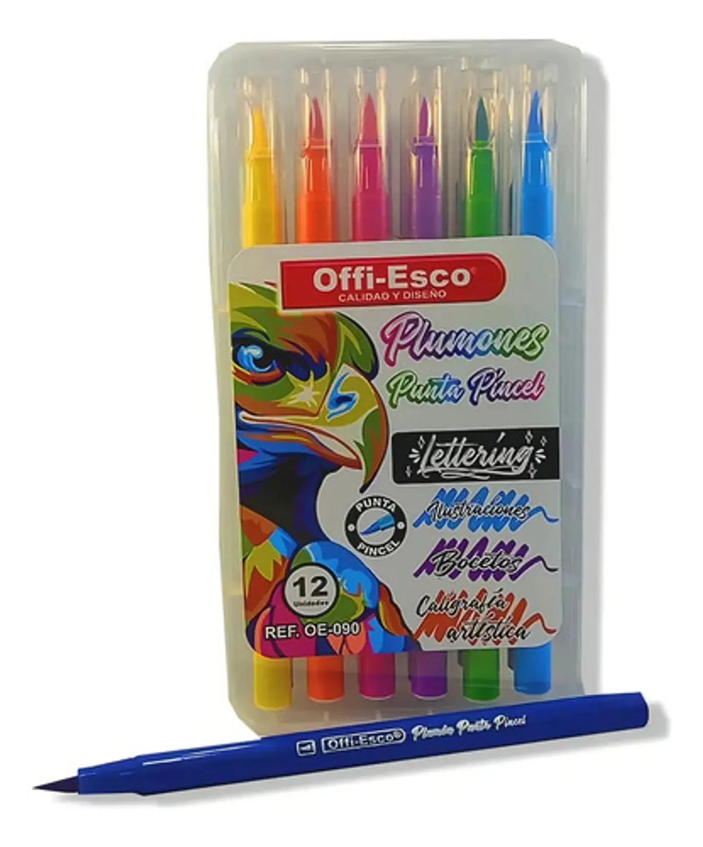 Plumones Offi-esco Punta Pincel Flexible Lettering X12 Lavables 2