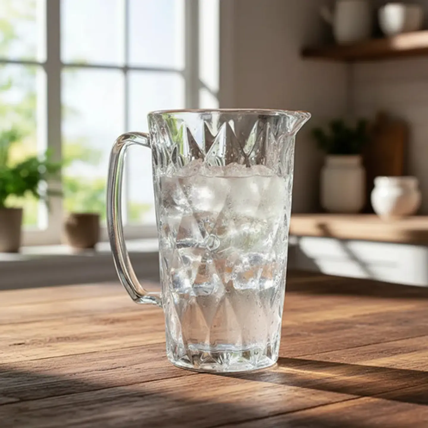 Jarra De Vidrio Labrada Con Diseño Diamante Para Jugo Cocina 1
