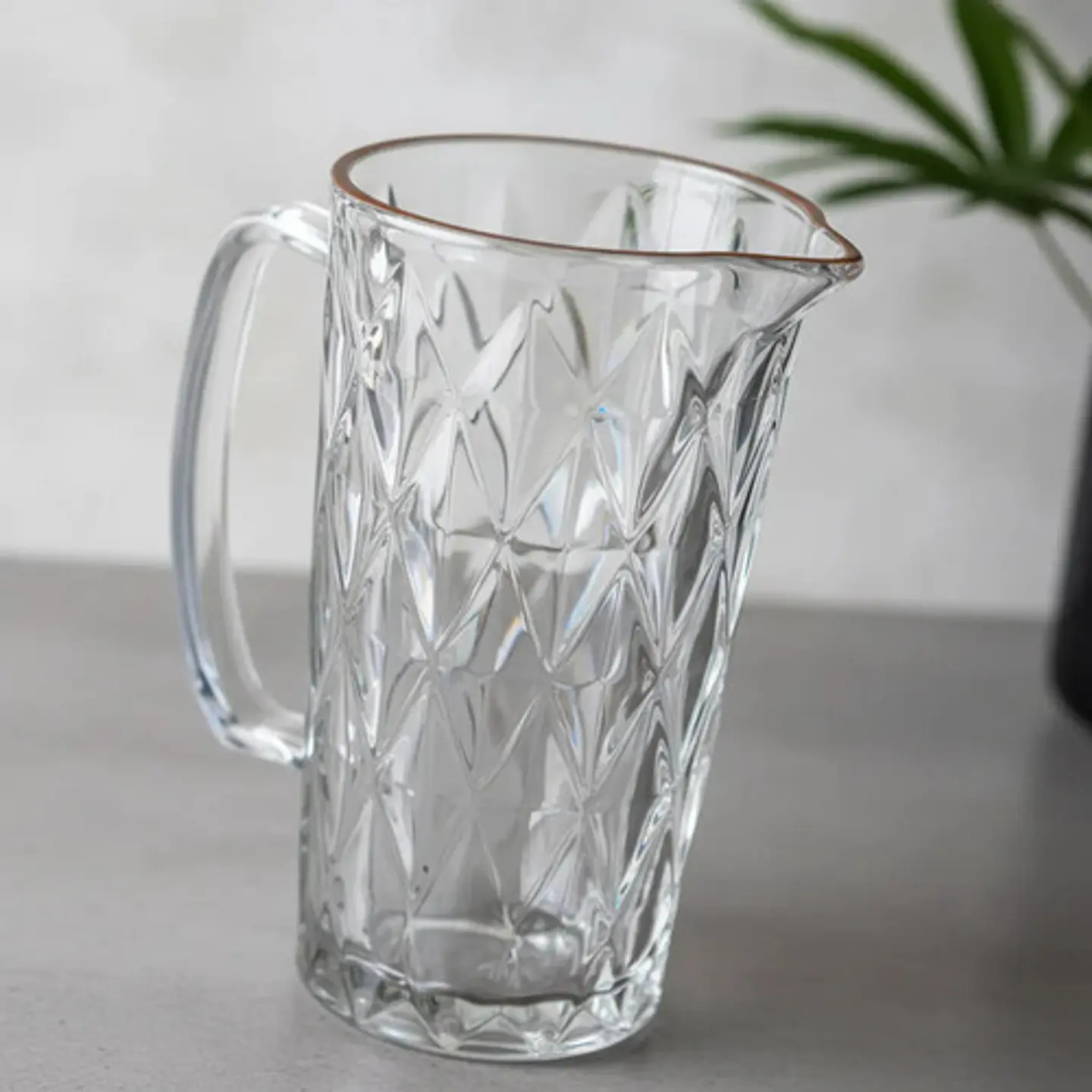 Jarra De Vidrio Labrada Con Diseño Diamante Para Jugo Cocina 3
