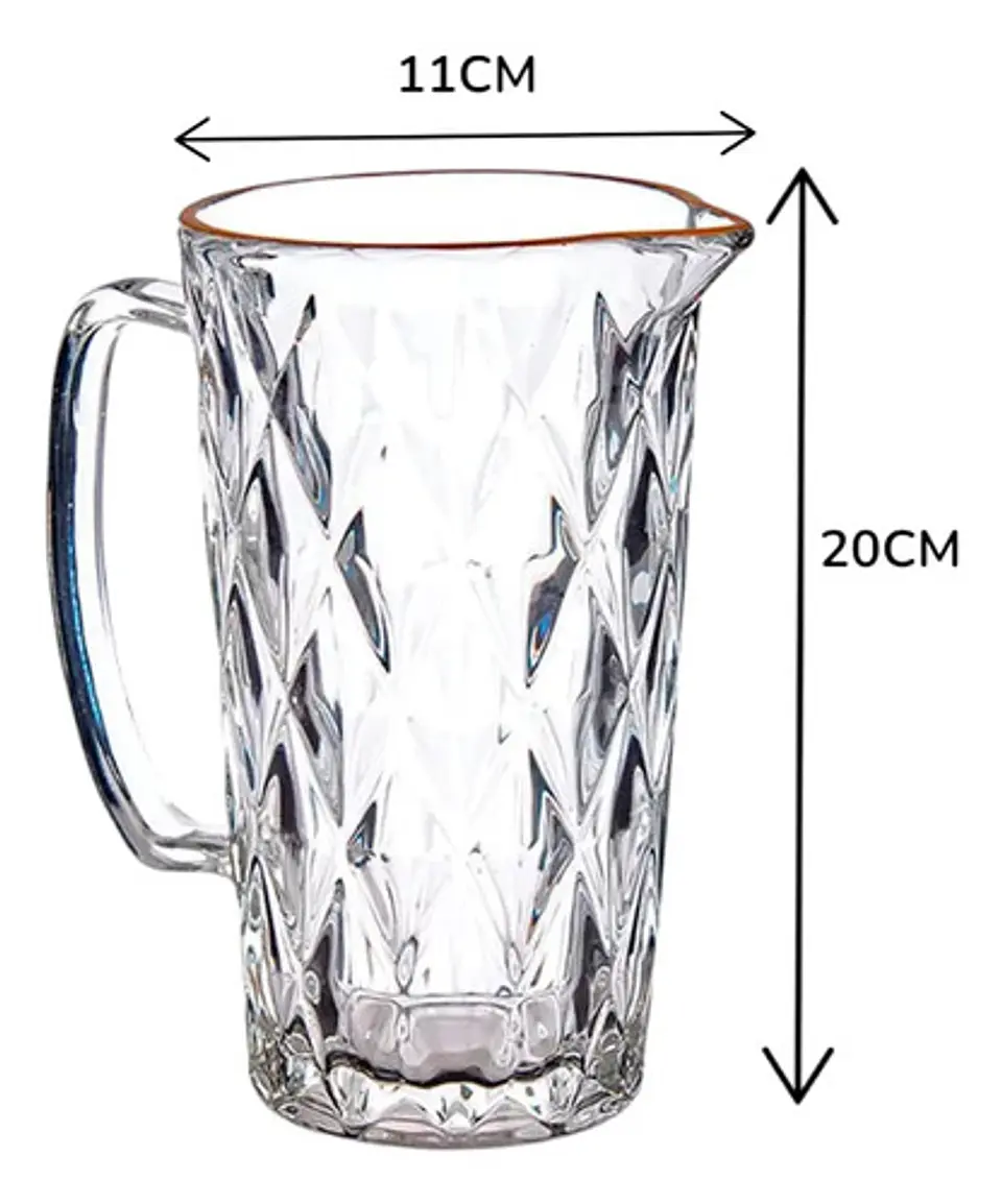 Jarra De Vidrio Labrada Con Diseño Diamante Para Jugo Cocina 6