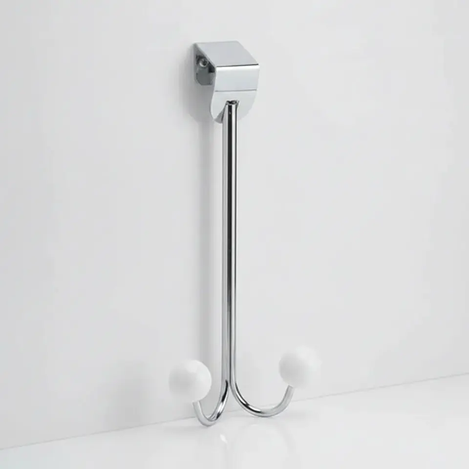 Gancho Doble Para Colgar Sobre La Puerta Organizador Metal Plateado 1