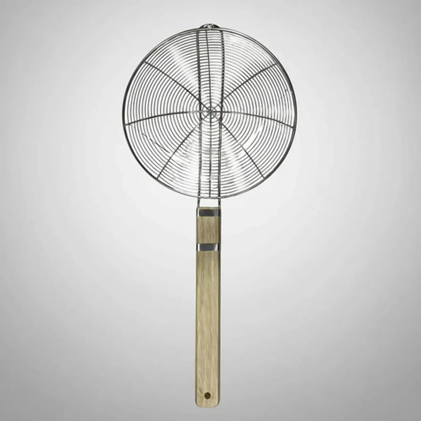 Colador Cucharon Acero Inoxidable Mango Madera Freir 50 Cm 1