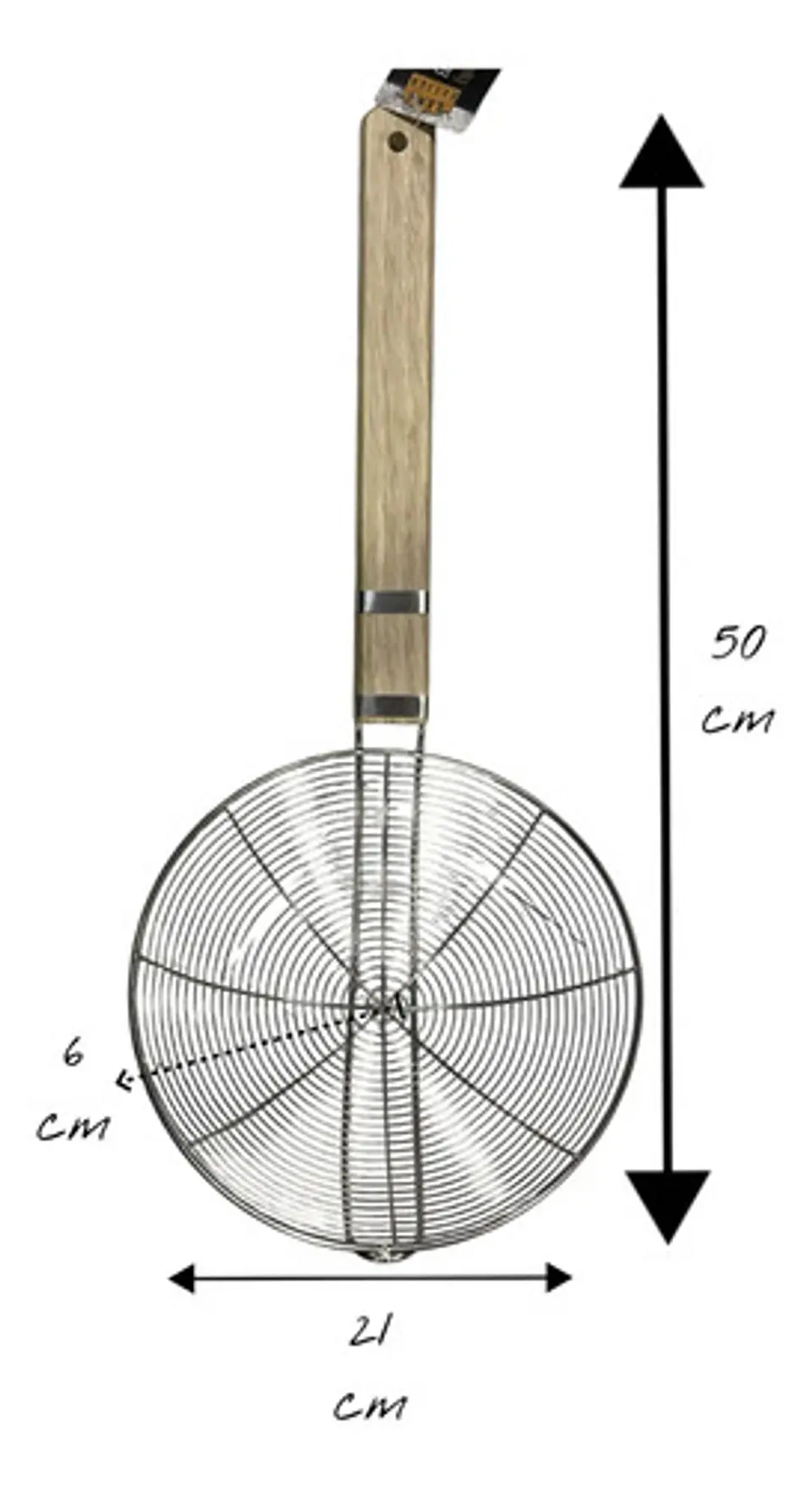 Colador Cucharon Acero Inoxidable Mango Madera Freir 50 Cm 4