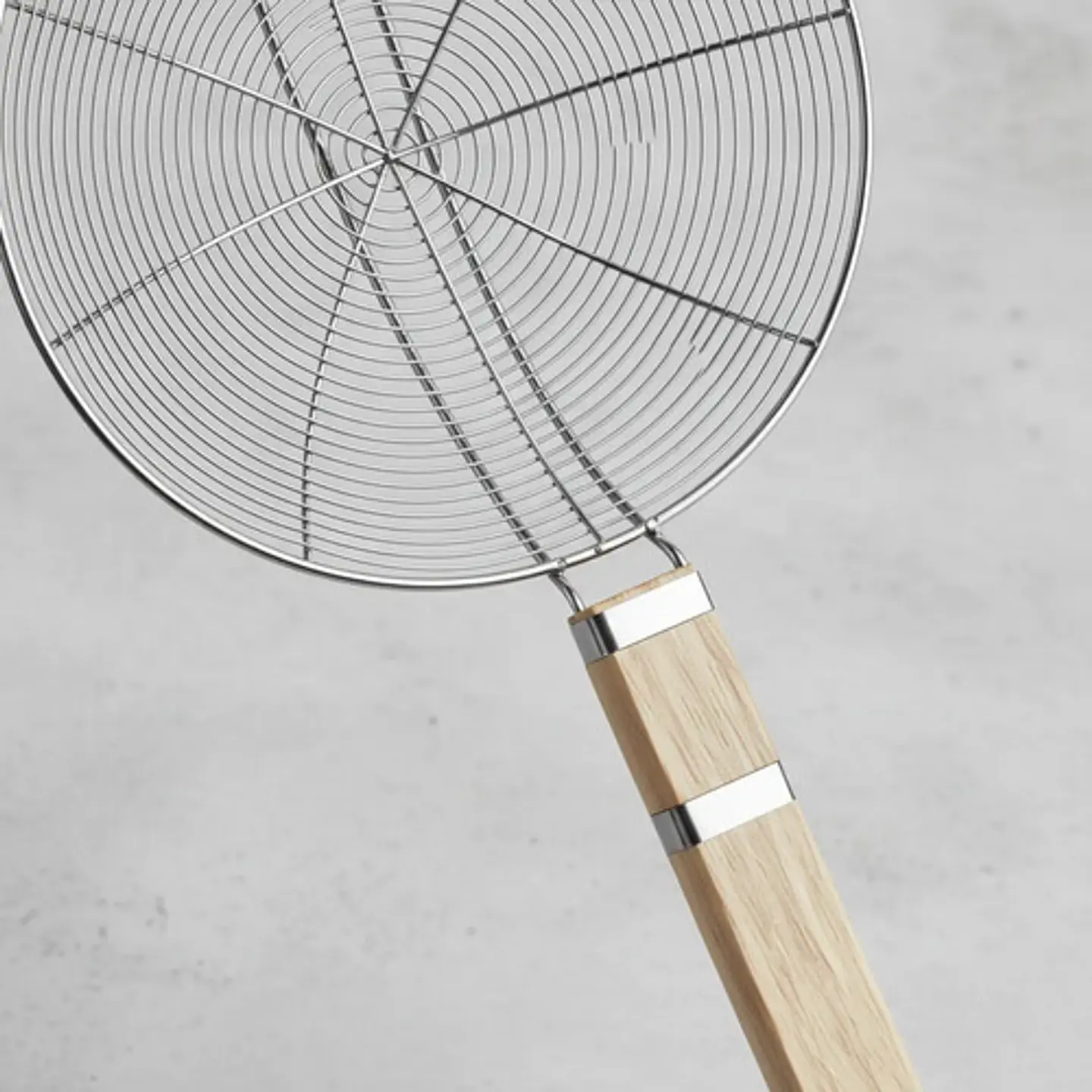Colador Cucharon Acero Inoxidable Mango Madera Freir 50 Cm 6