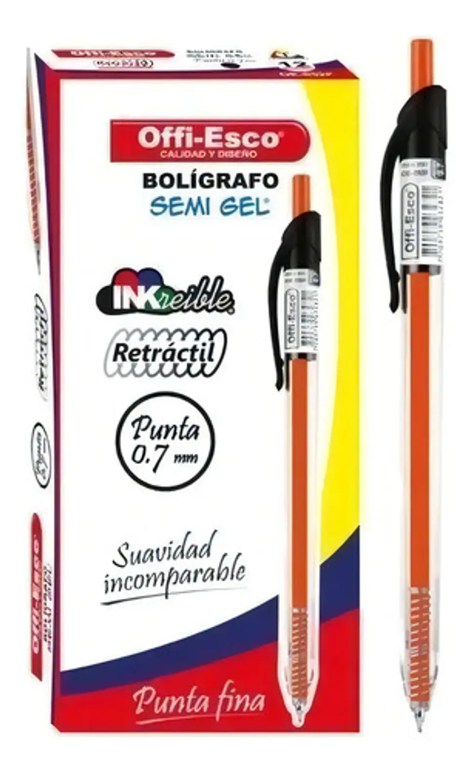 Bolígrafo Retráctil Semigel Offi-esco 0.7 Mm Negro Tinta Gel Trazo Fino 1
