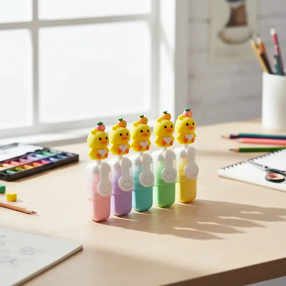 Marcador Resaltador Infantil Pollitos Estuche X6 Sorpresas 1