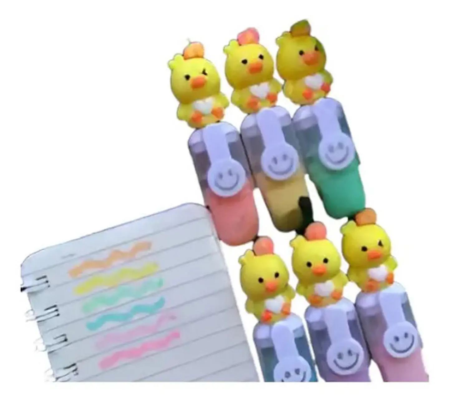 Marcador Resaltador Infantil Pollitos Estuche X6 Sorpresas 4