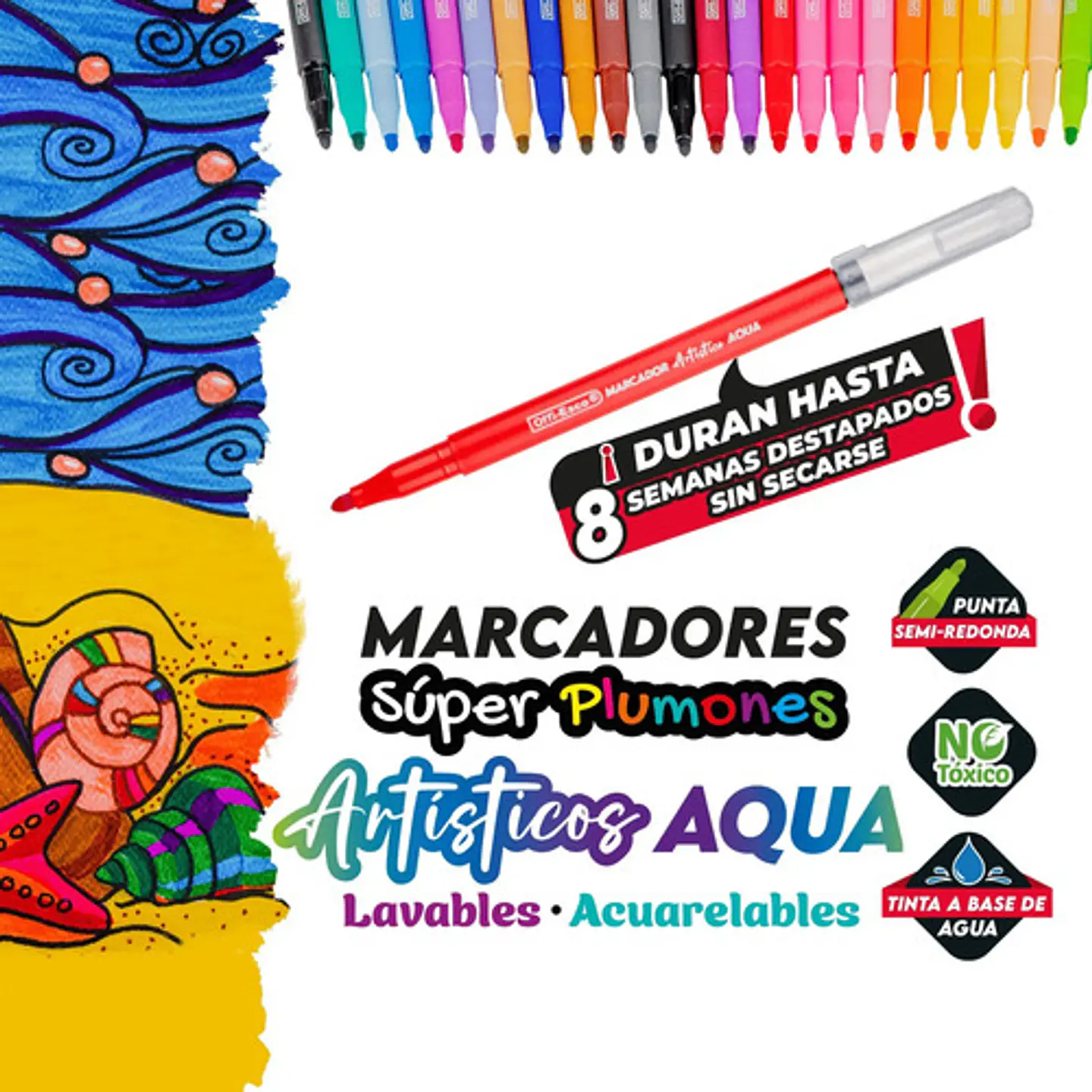 Marcadores Artisticos Aqua Lavables Acuareables 17 Und 4