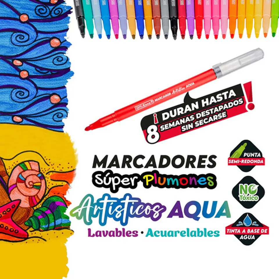 Marcadores Artisticos Aqua Lavables Acuareables 17 Und 4