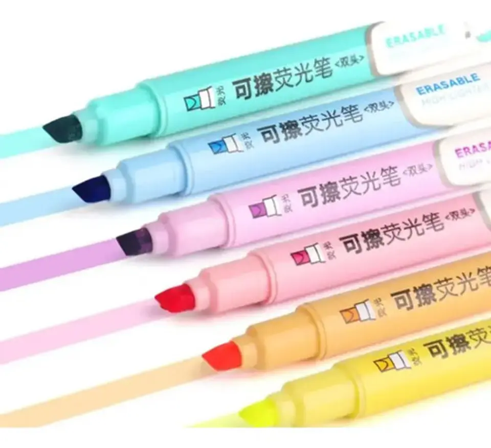 Resaltadores Doble Punta Set De 6 Colores Pastel Kawaii Variado 2