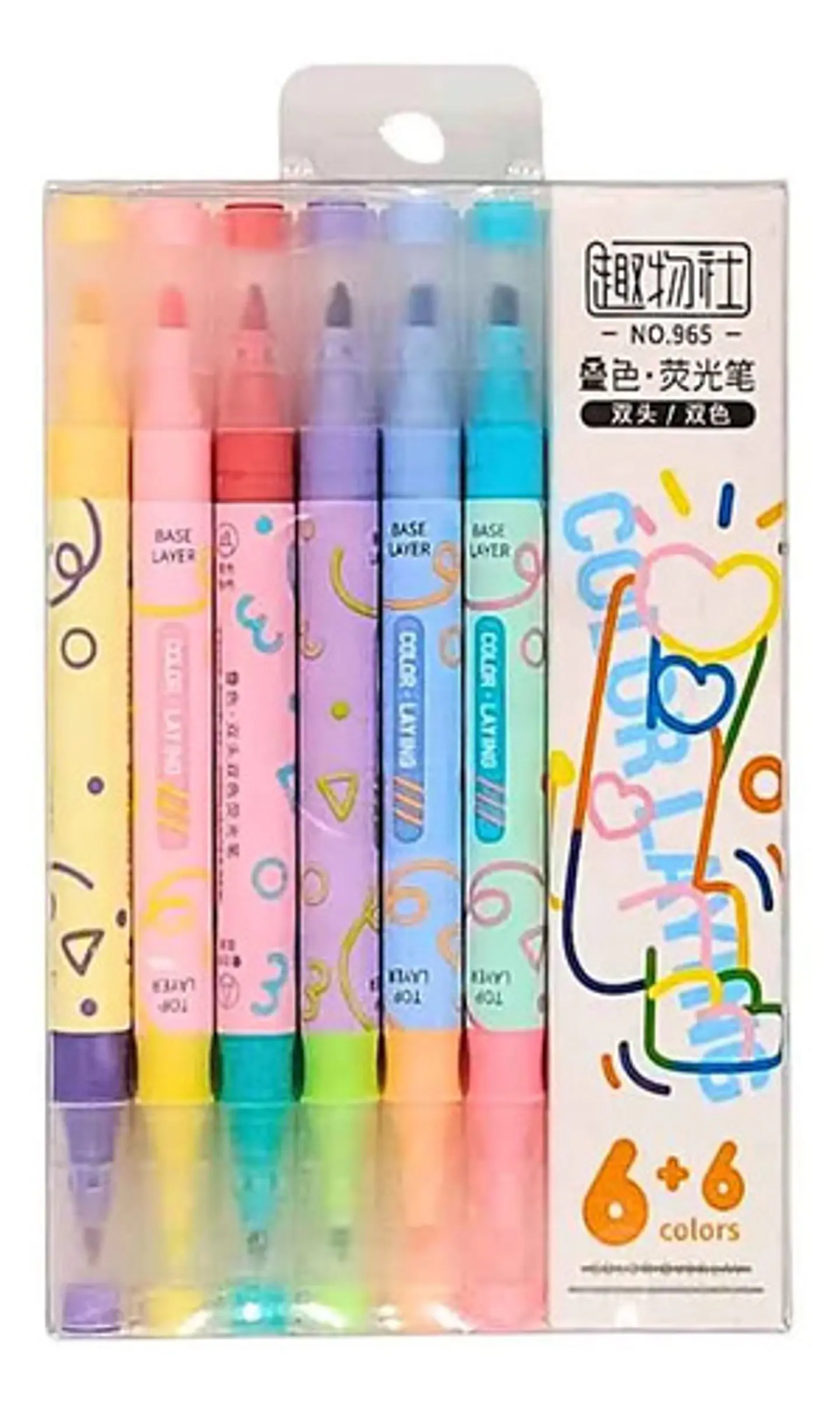 Resaltadores Doble Punta Set De 6 Colores Pastel Kawaii Variado 5