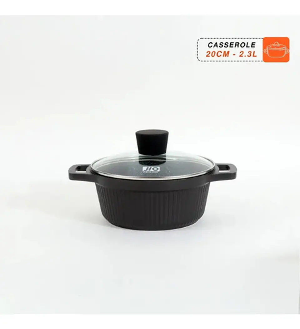 Juego De 3 Ollas Aluminio Negras Con Tapas De Vidrio Cocina 3