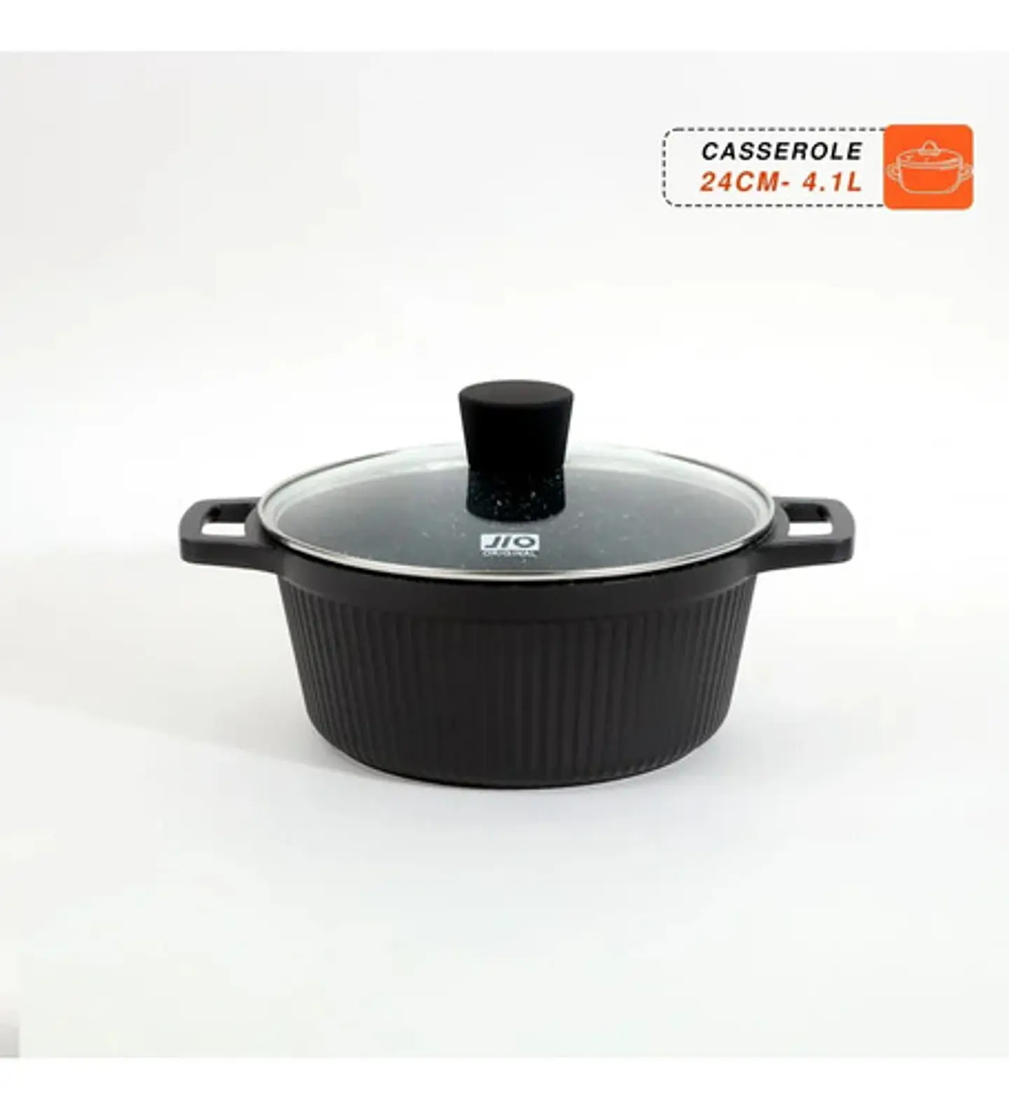 Juego De 3 Ollas Aluminio Negras Con Tapas De Vidrio Cocina 4