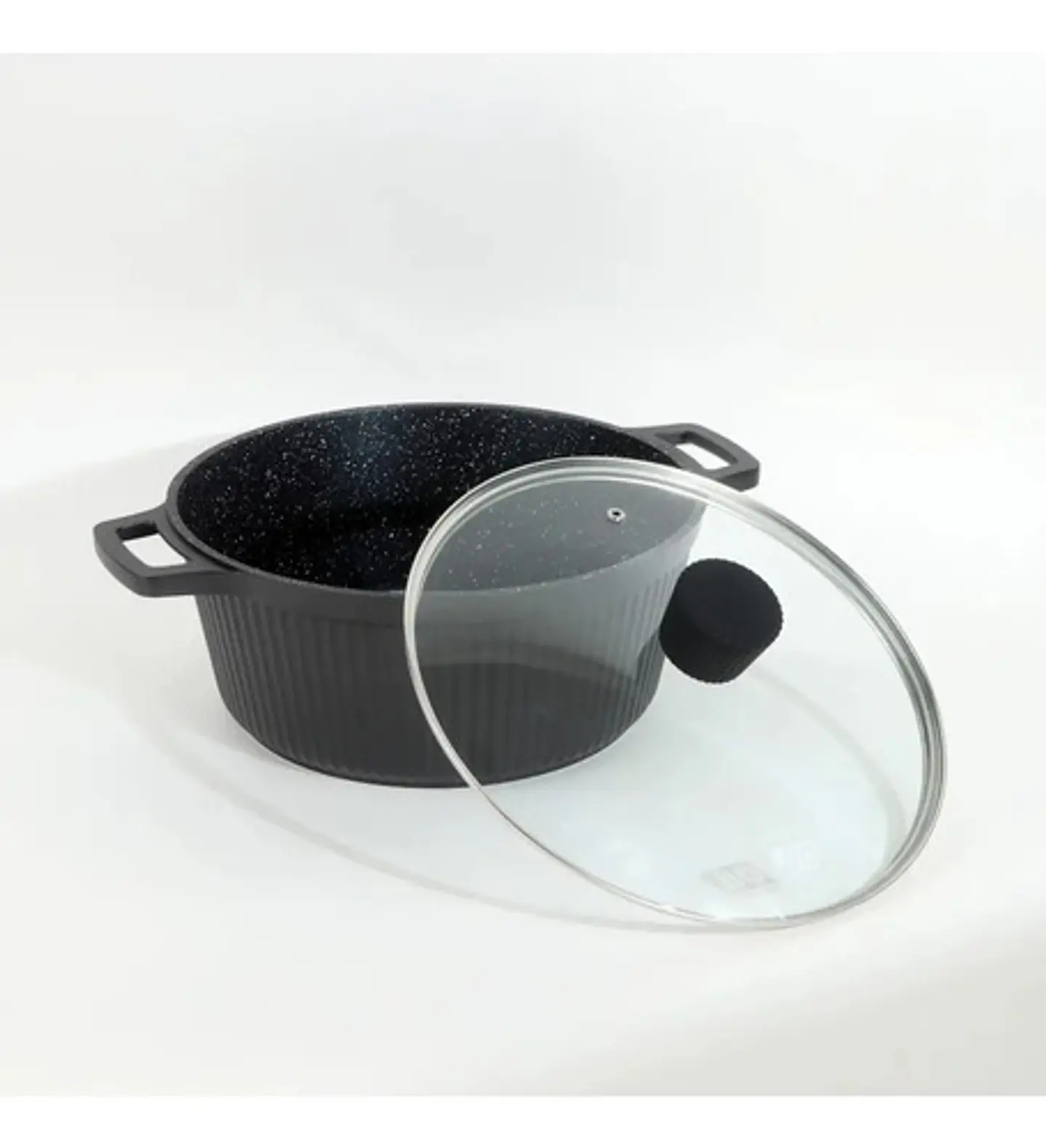 Juego De 3 Ollas Aluminio Negras Con Tapas De Vidrio Cocina 9