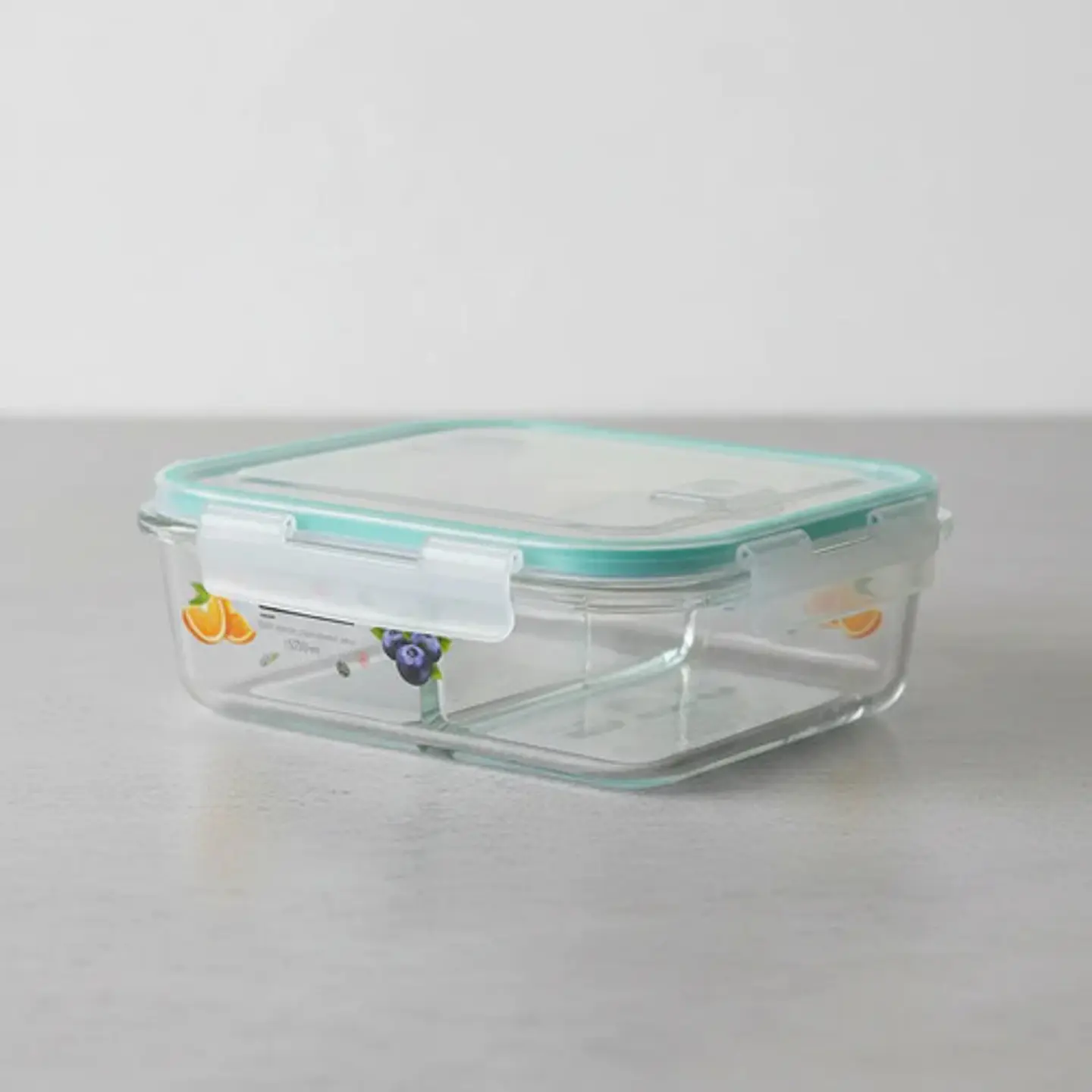 Portacomida Hermético De Vidrio Rectangular Con 3 Divisiones Agua 3