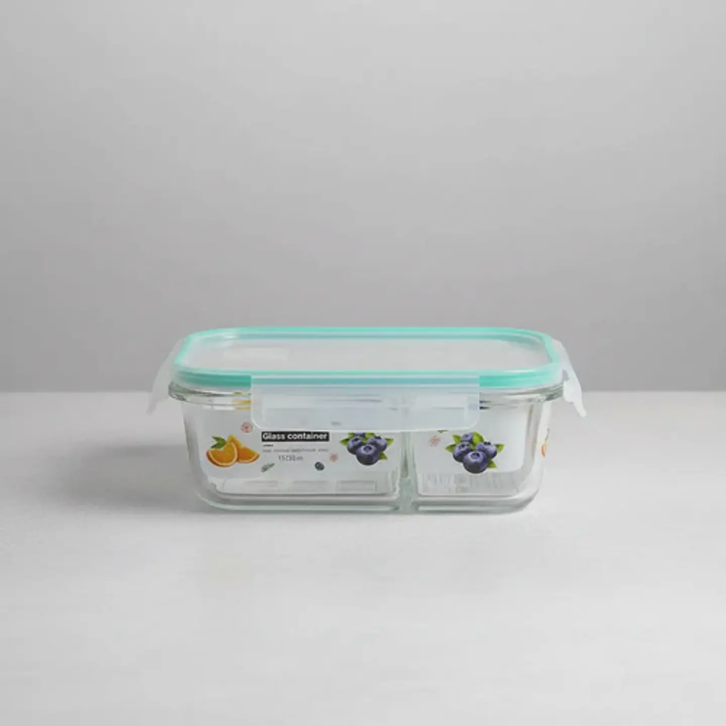 Portacomida Hermético De Vidrio Rectangular Con 3 Divisiones Agua 4
