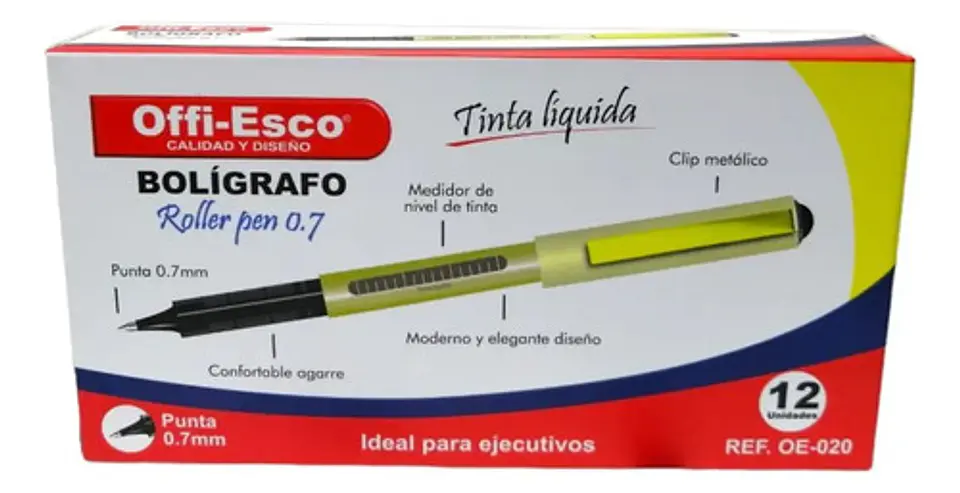 Bolígrafo Elegante Roller Pen 0.7mm Caja X12 Unidades Offi-e 3