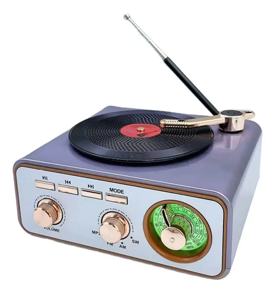 Parlante Bluetooth Portátil Diseño Tocadiscos Vintage Oro Ro 1