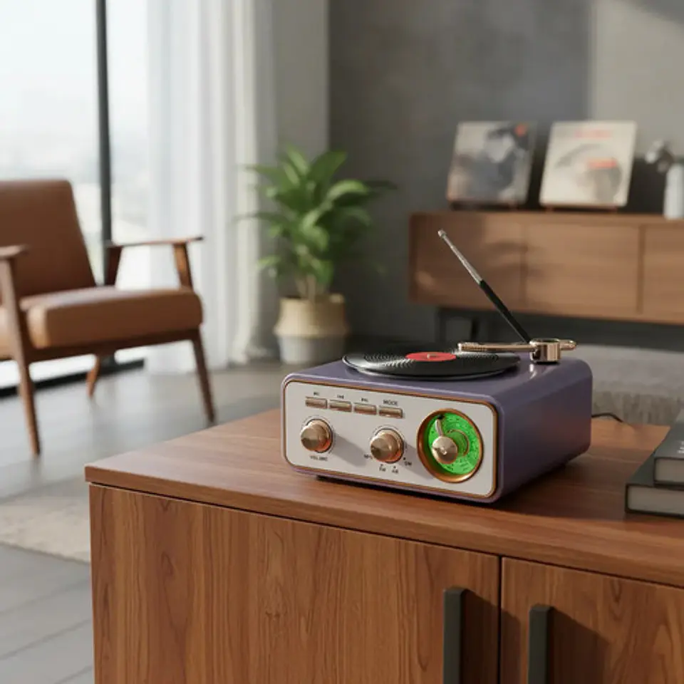Parlante Bluetooth Portátil Diseño Tocadiscos Vintage Oro Ro 2