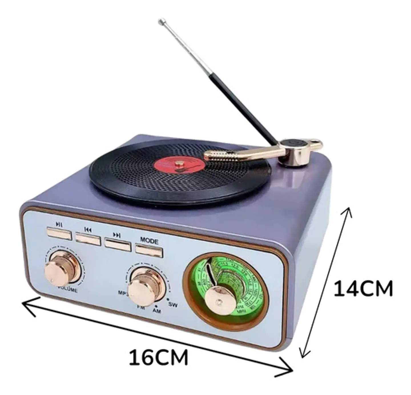 Parlante Bluetooth Portátil Diseño Tocadiscos Vintage Oro Ro 4