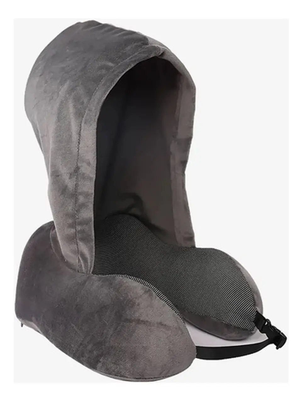Hemompito Almohada De Cuello Con Capucha Opaca, Almohada Negro Liso 1