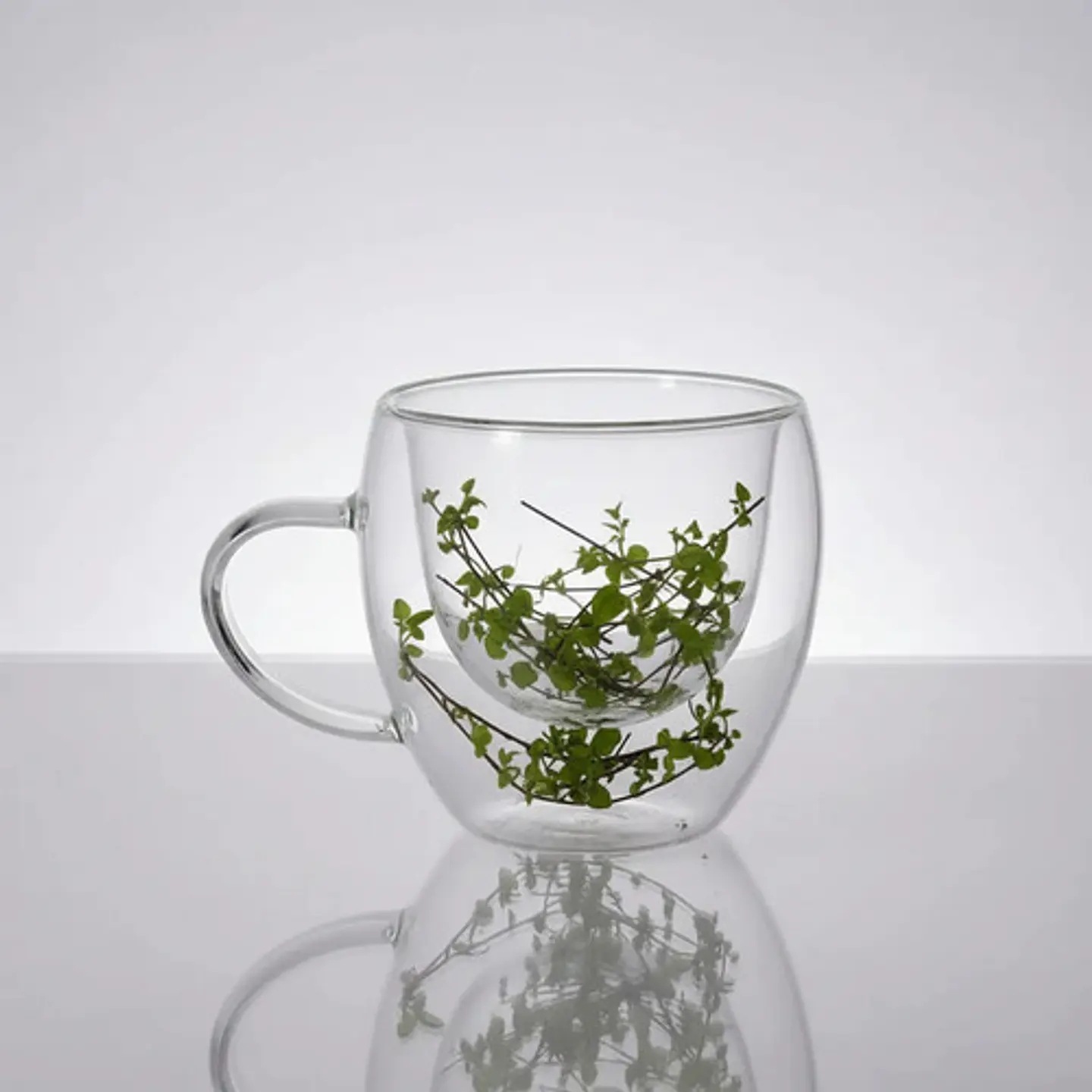 Taza Pocillo Vidrio Doblepared 250ml Hojas Decoratico Regalo 1