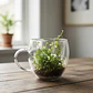 Taza Pocillo Vidrio Doblepared 250ml Hojas Decoratico Regalo - Miniatura 3