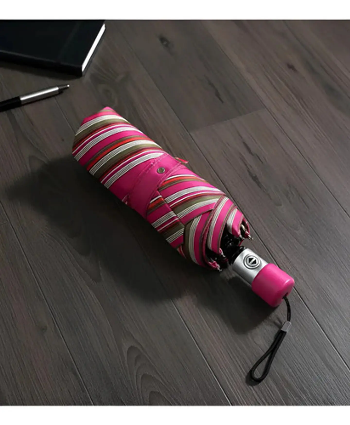 Paraguas Vizano Automático Con Filtro Uv, Plegable Fucsia Rayado De 100 Cm 2
