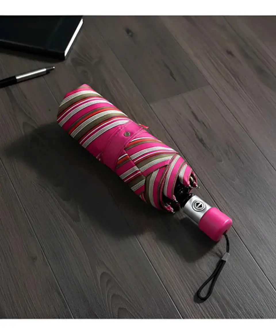 Paraguas Vizano Automático Con Filtro Uv, Plegable Fucsia Rayado De 100 Cm 2
