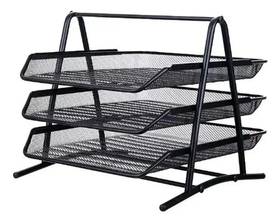 Bandejas Organizadoras Metálica Negro Malla X3 Niveles 1