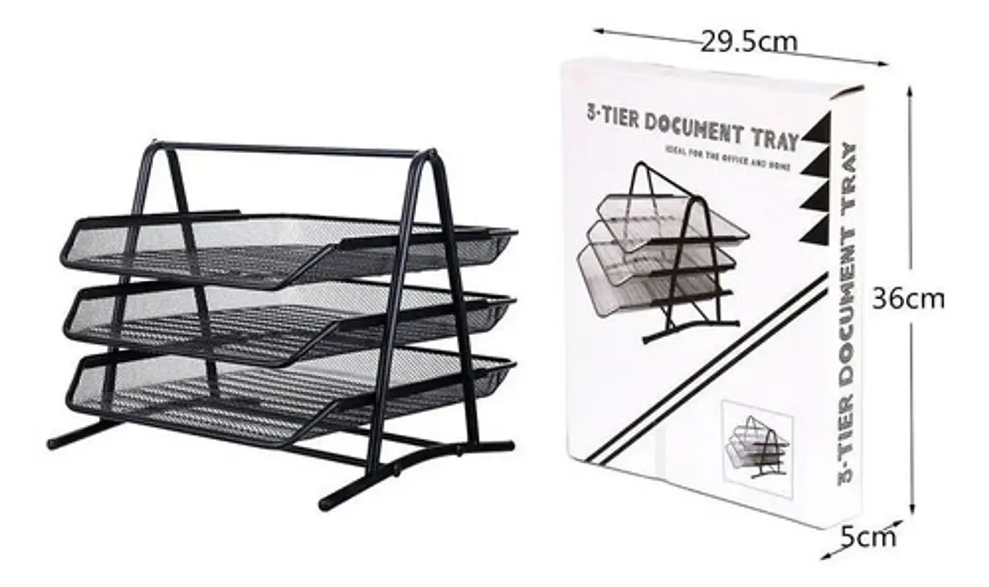 Bandejas Organizadoras Metálica Negro Malla X3 Niveles 4