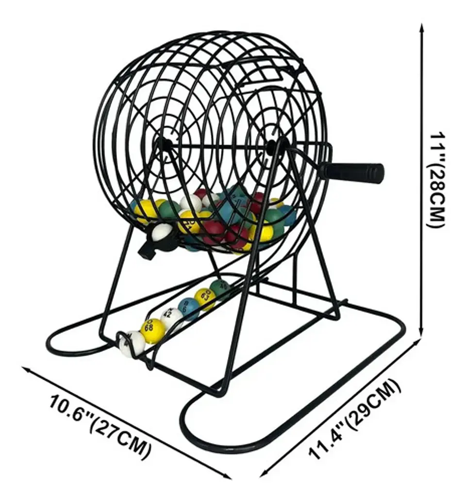Juego Bingo Balotera Metálica Grande 30cm 50 Cartones Profes 5