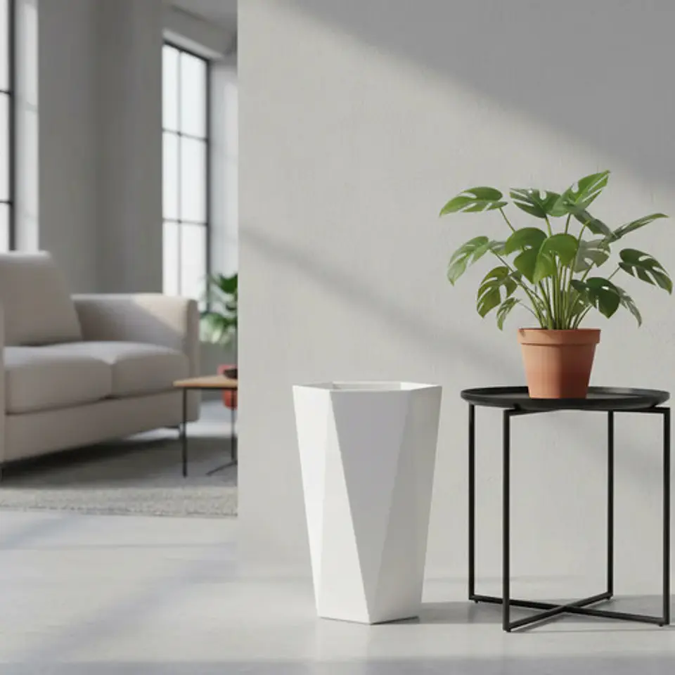 Matera Maceta Moderna Plantas Plástica Hexagonal Blanca 4