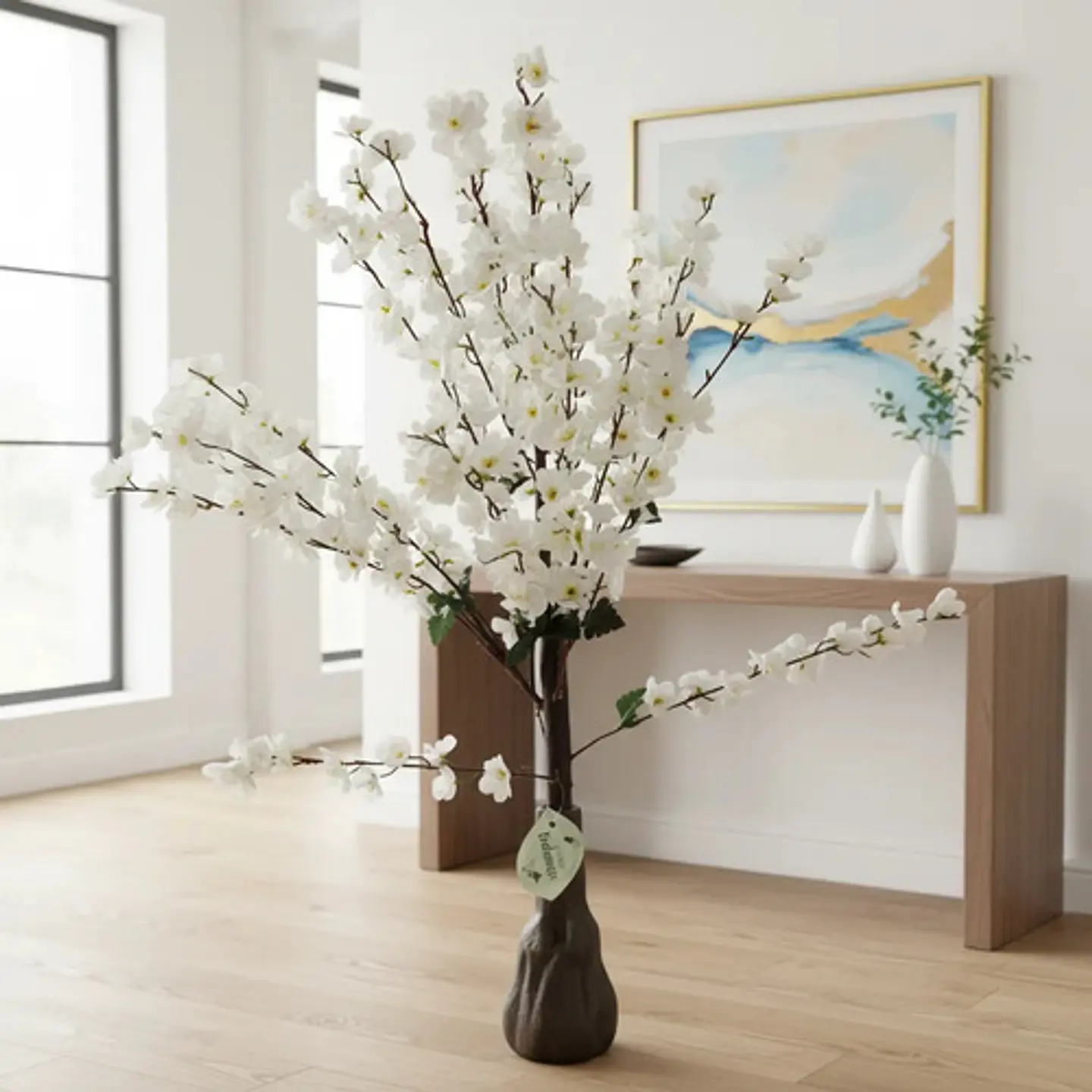 Árbol Artificial Cerezos Decorativo Con Flores Blancas Tallo 3