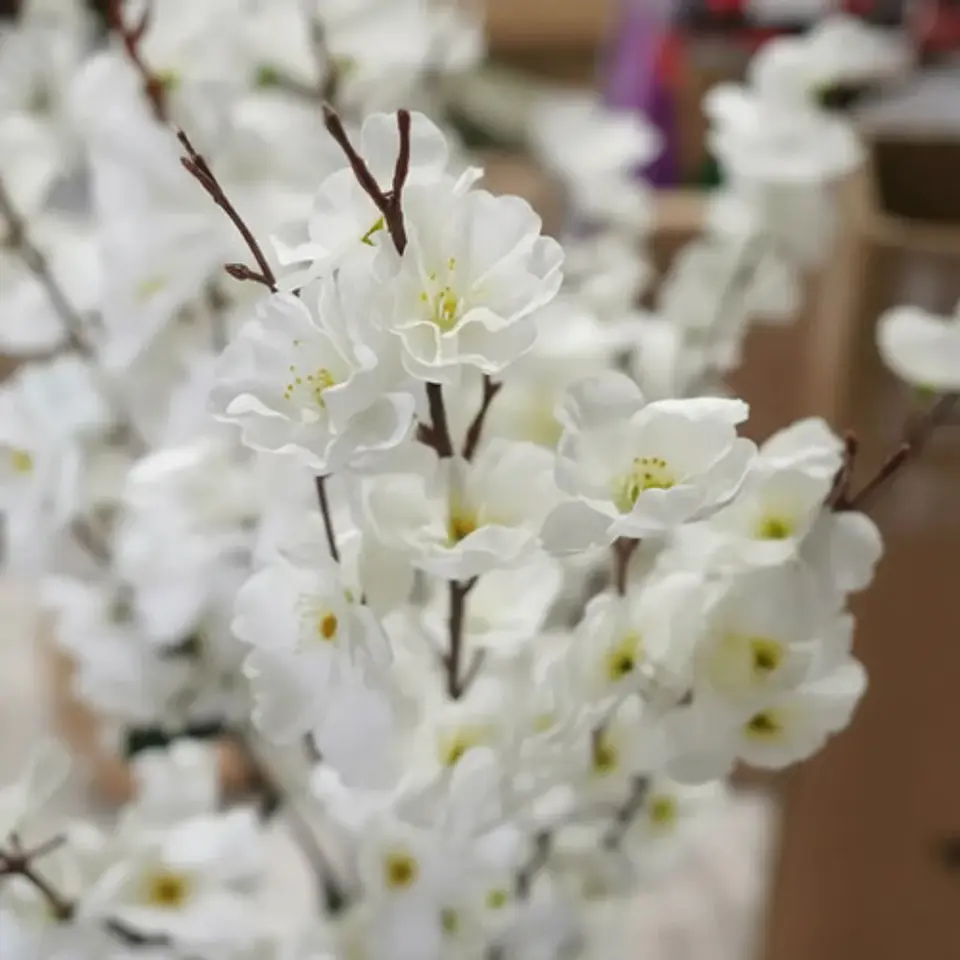Árbol Artificial Cerezos Decorativo Con Flores Blancas Tallo 4