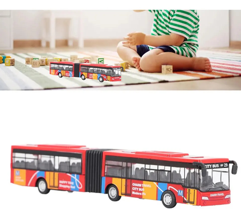 Bus Transmilenio De Juguete Articulado Luces Para Niños 28cm 4