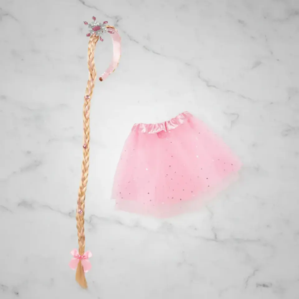 Disfraz Infantil Princesa Falda Tutú Rosada Trenza Halloween 1