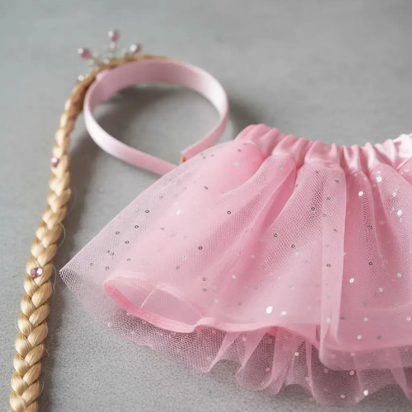 Disfraz Infantil Princesa Falda Tutú Rosada Trenza Halloween 3